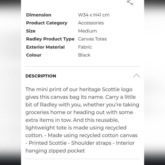 Radley London Medium Tote Bag- Black - Picture 5 of 8